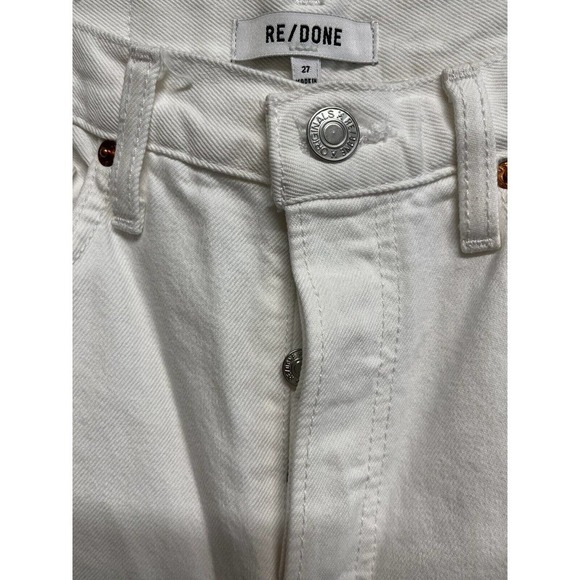 Re/done 70s Stove Pipe Cropped Straight White Destroyed Jeans Sz 27 NEW - Picture 6 of 15